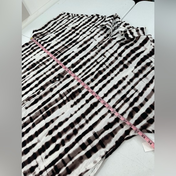 La Blanca Bamboo Print Tunic Cover Up Brown White Beach Resort Vacation One Size - Picture 7 of 12